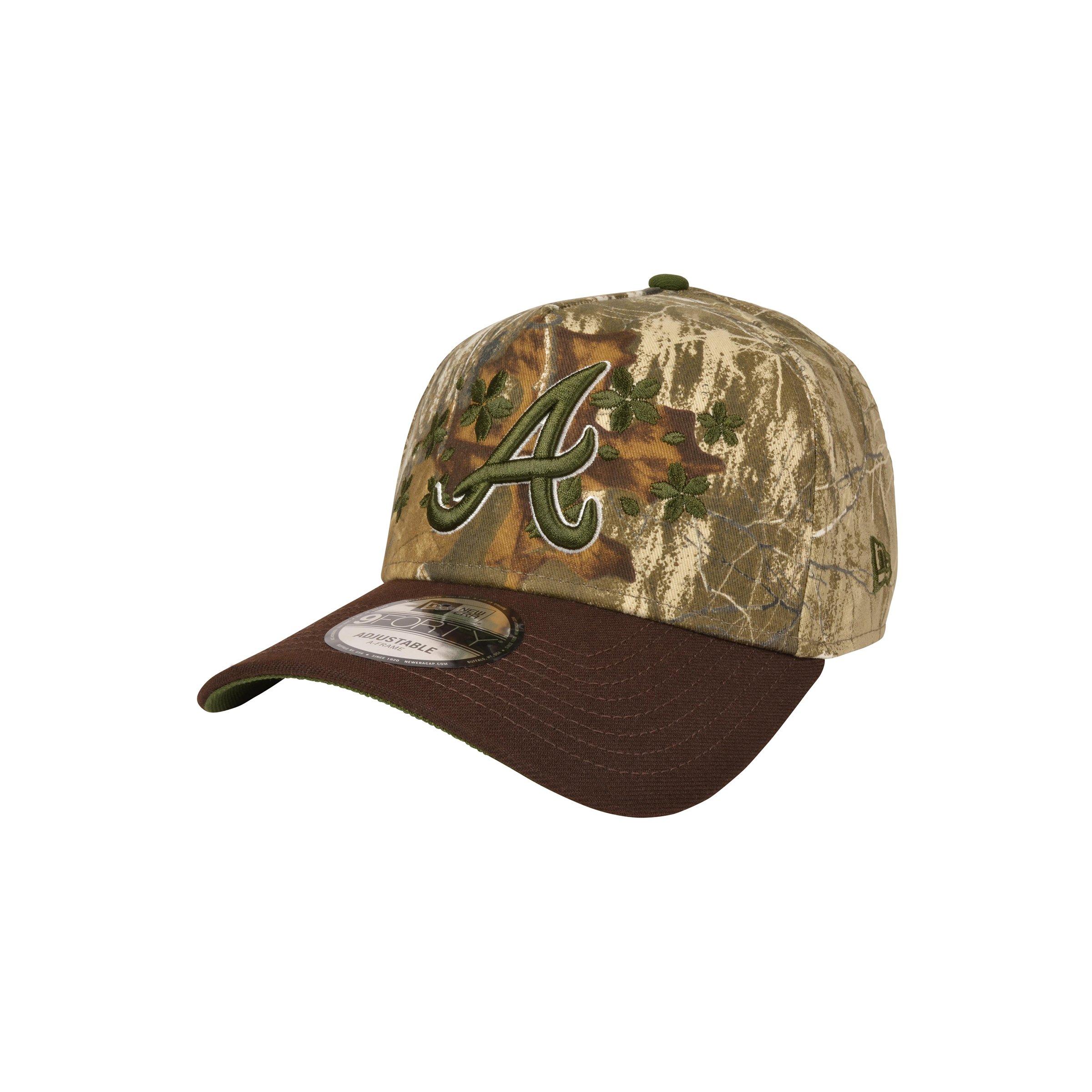 New Era Atlanta Braves 9FORTY A-Frame Cherry Blossom Snapback Hat - Black/Green - BLACK/GREEN